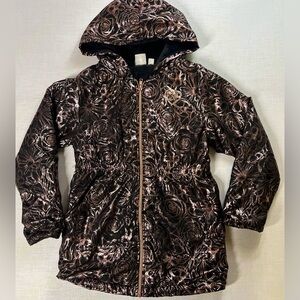 Body Glove Girls Youth Size 10 Jacket Coat Floral Rose Gold Black Lightweight